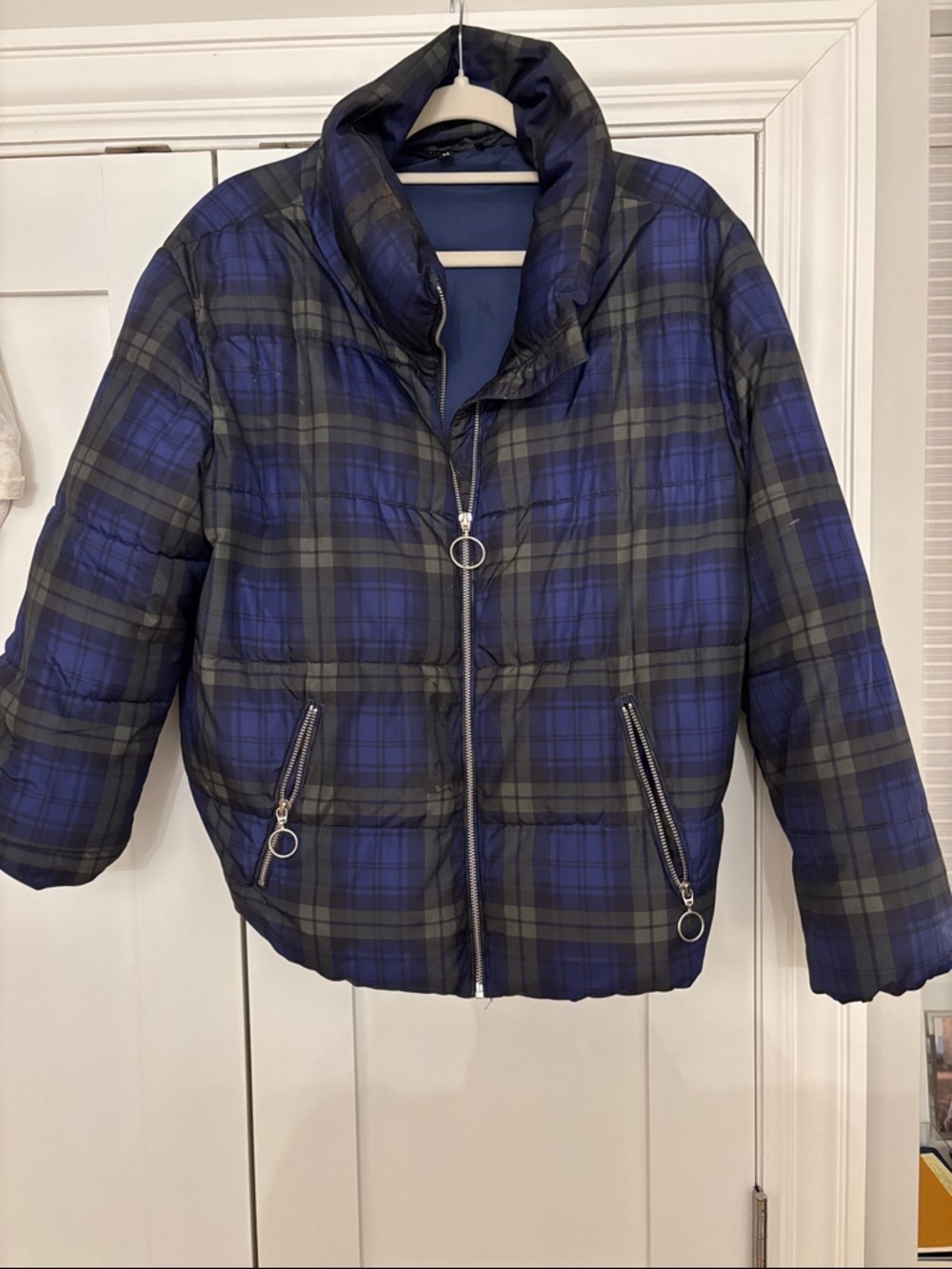 Slate & Willow Plaid Puffer Jacket - Blue/Black